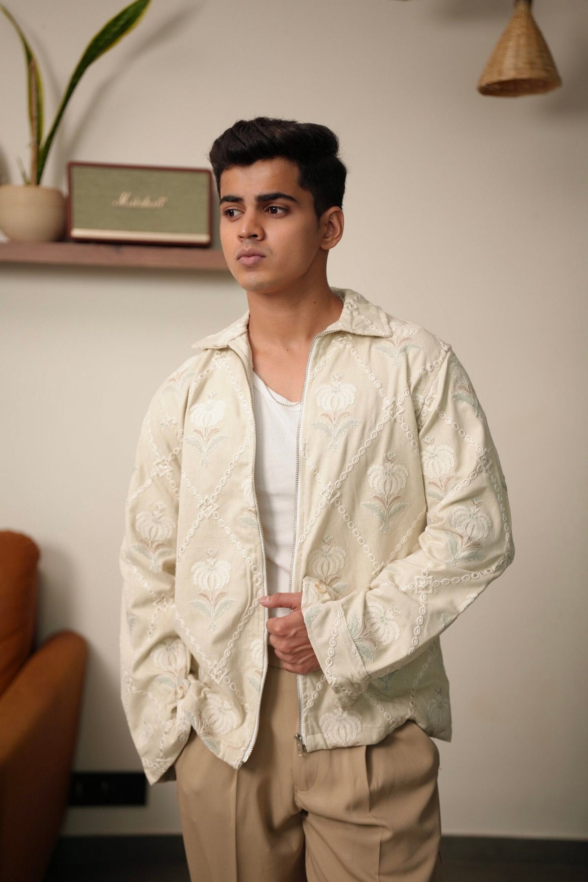Florentine Cream Oversized Embroidered Shacket image 3