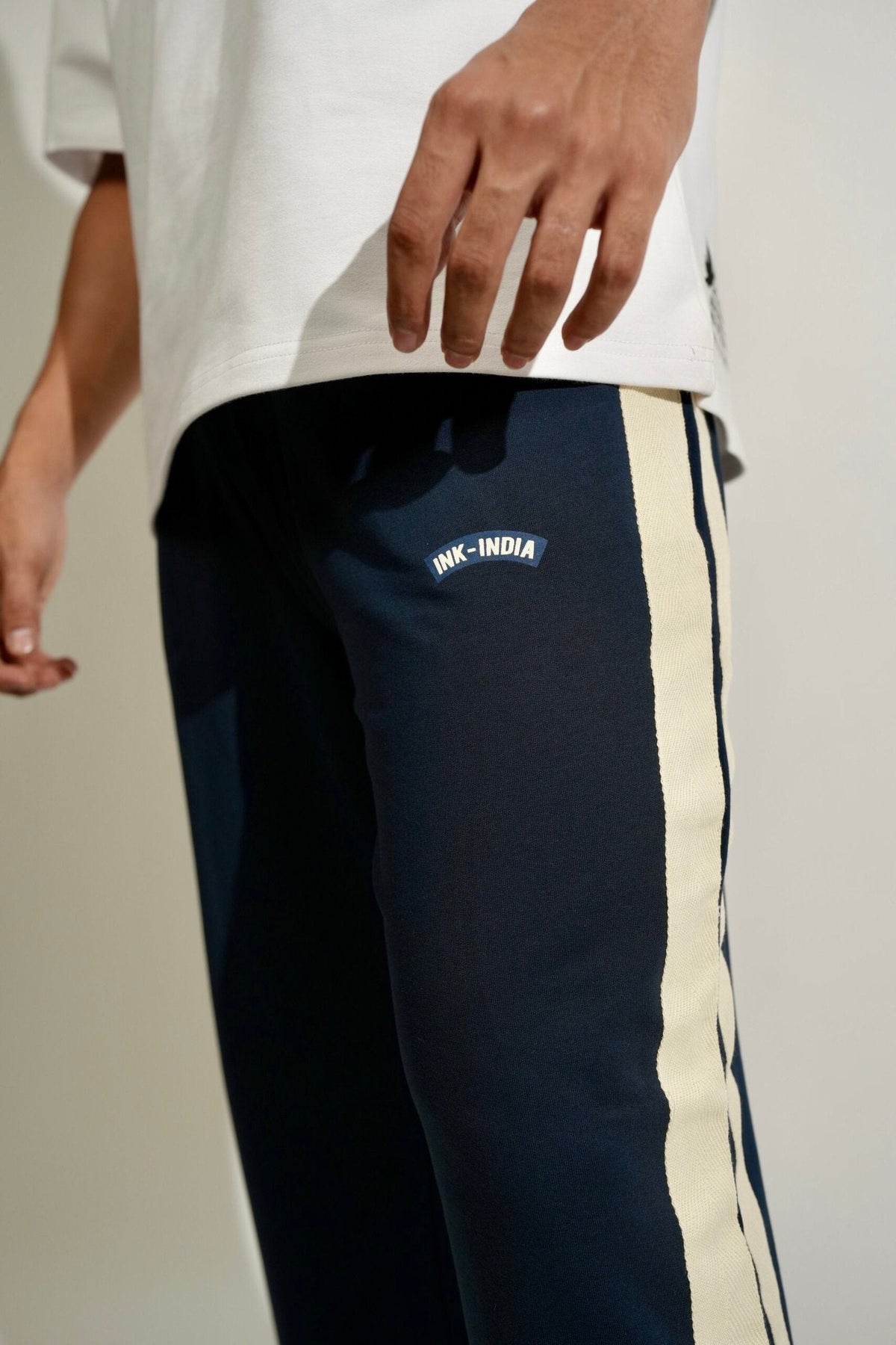Navy Side Seam Drawstring Track Pants image 2