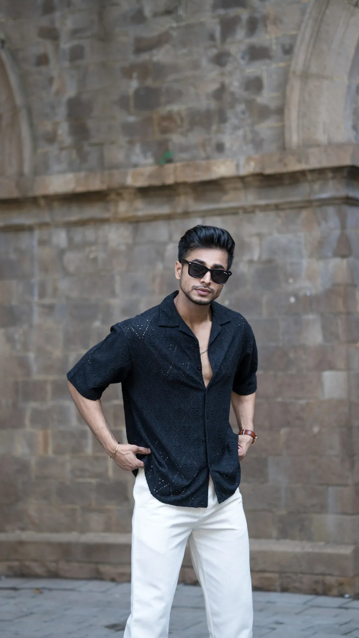Schiffli Black Half Sleeves image 3