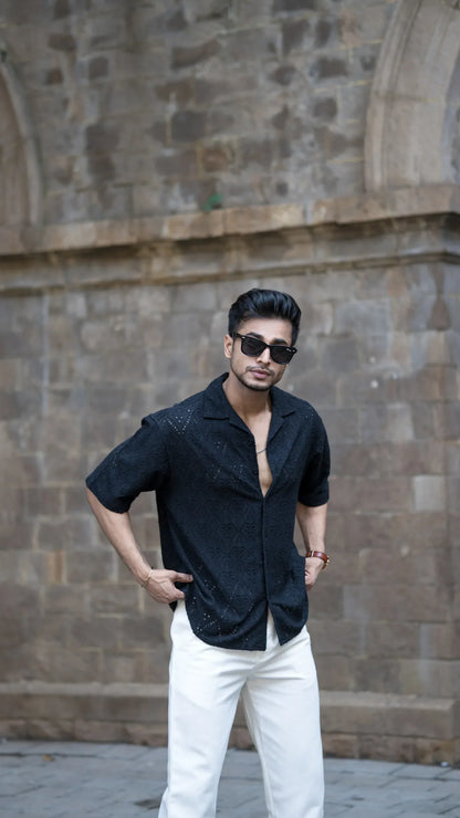 Schiffli Black Half Sleeves image 3
