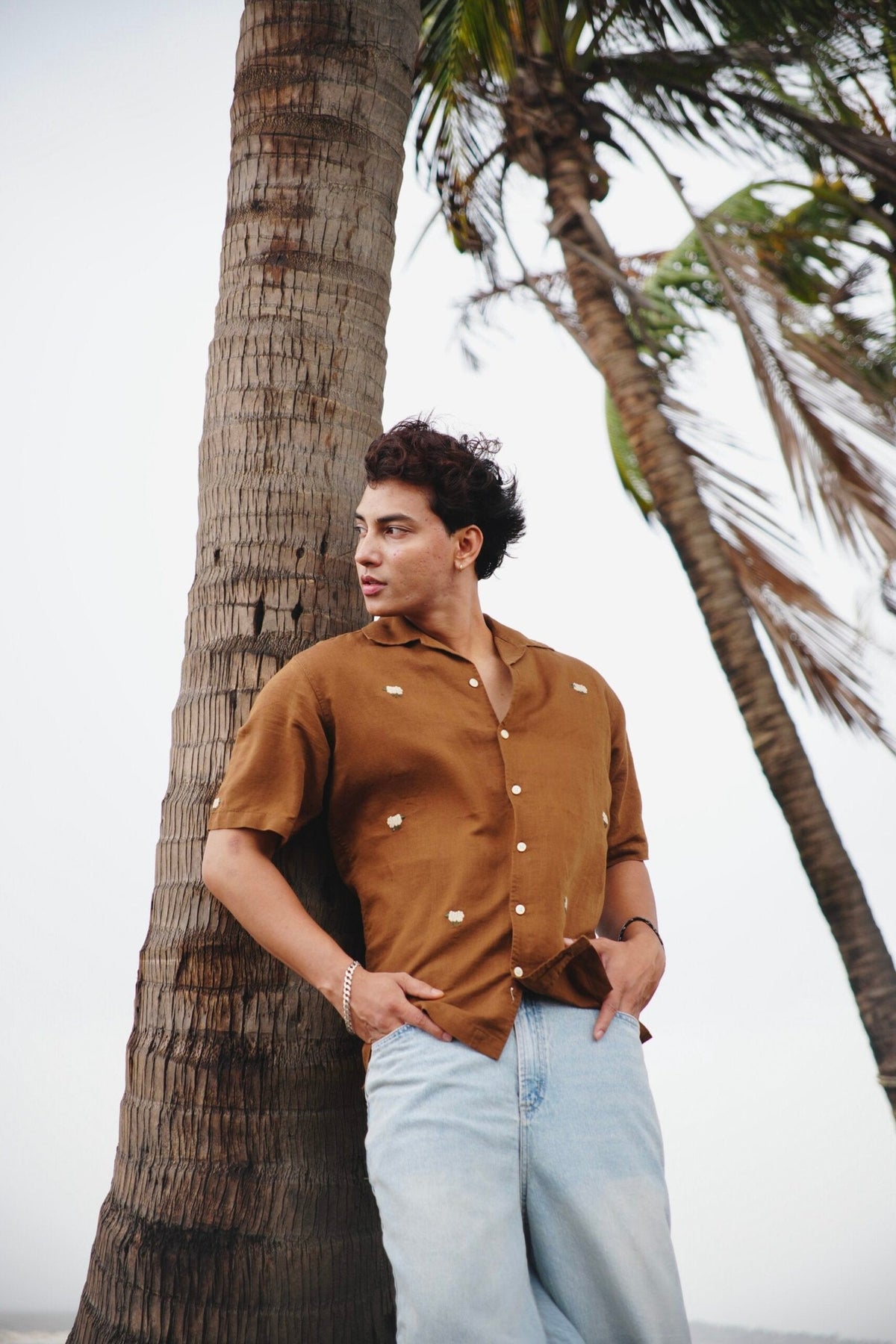 Brown H/S Shirt With Sheep Embroidery image 2