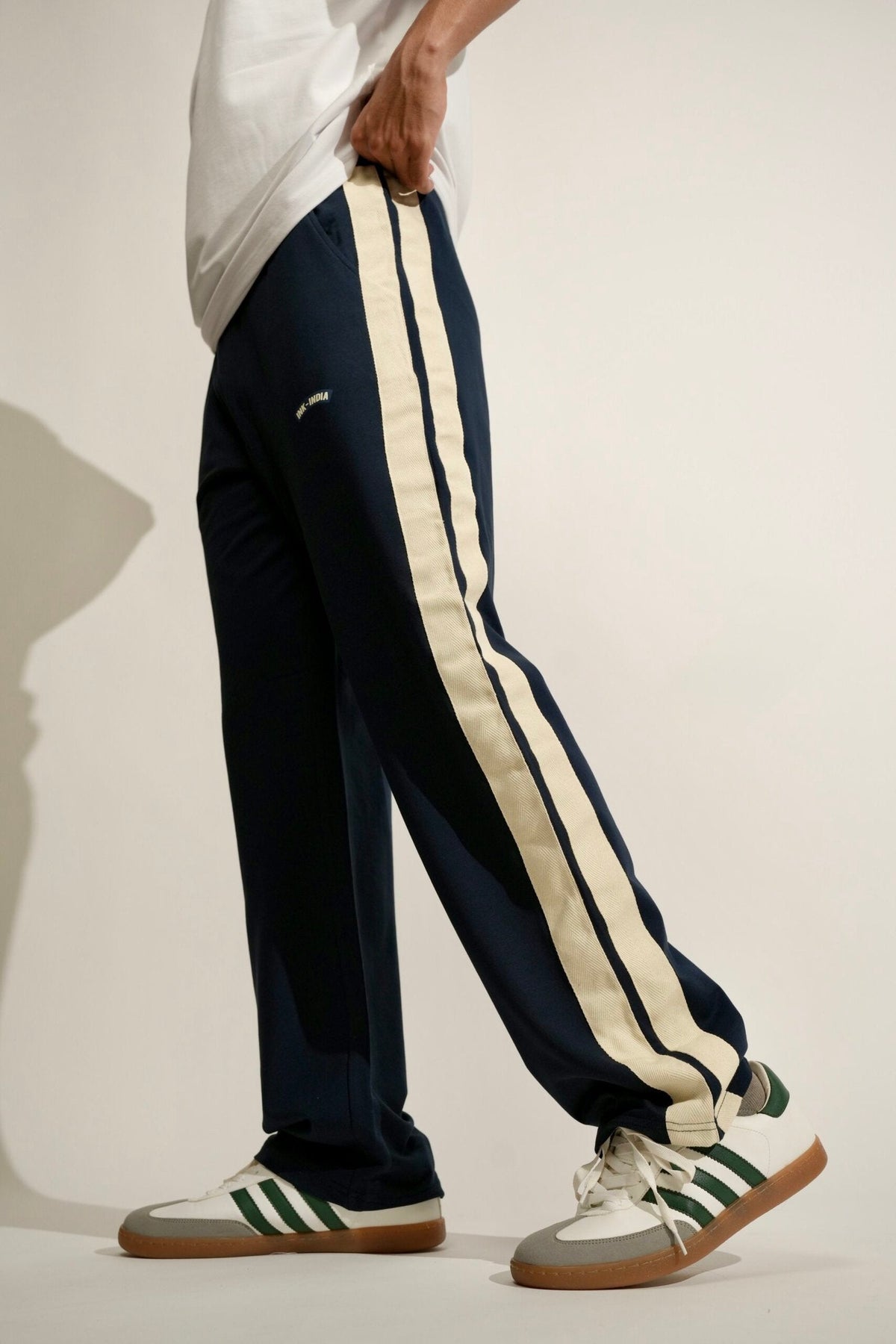 Navy Side Seam Drawstring Track Pants image 1