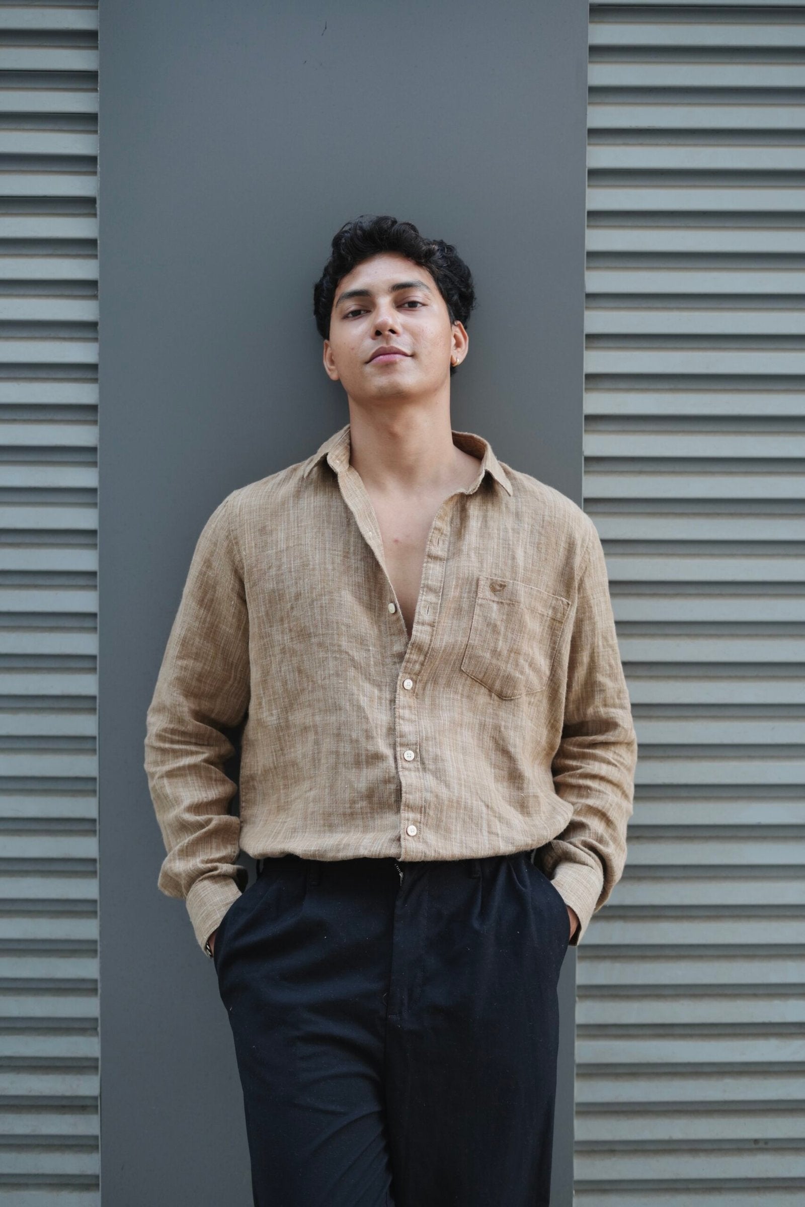 Khaki F/S Linen Shirt image 0