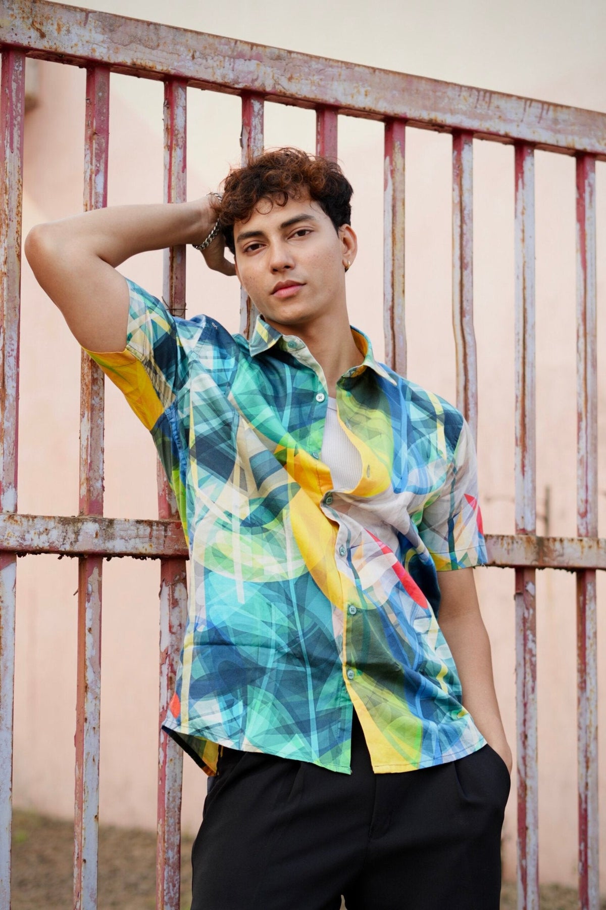 MULTI COLOUR ABSTRACT PRINT HALF SLEEVES SHIRT image 2
