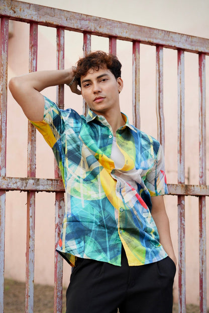 MULTI COLOUR ABSTRACT PRINT HALF SLEEVES SHIRT image 2