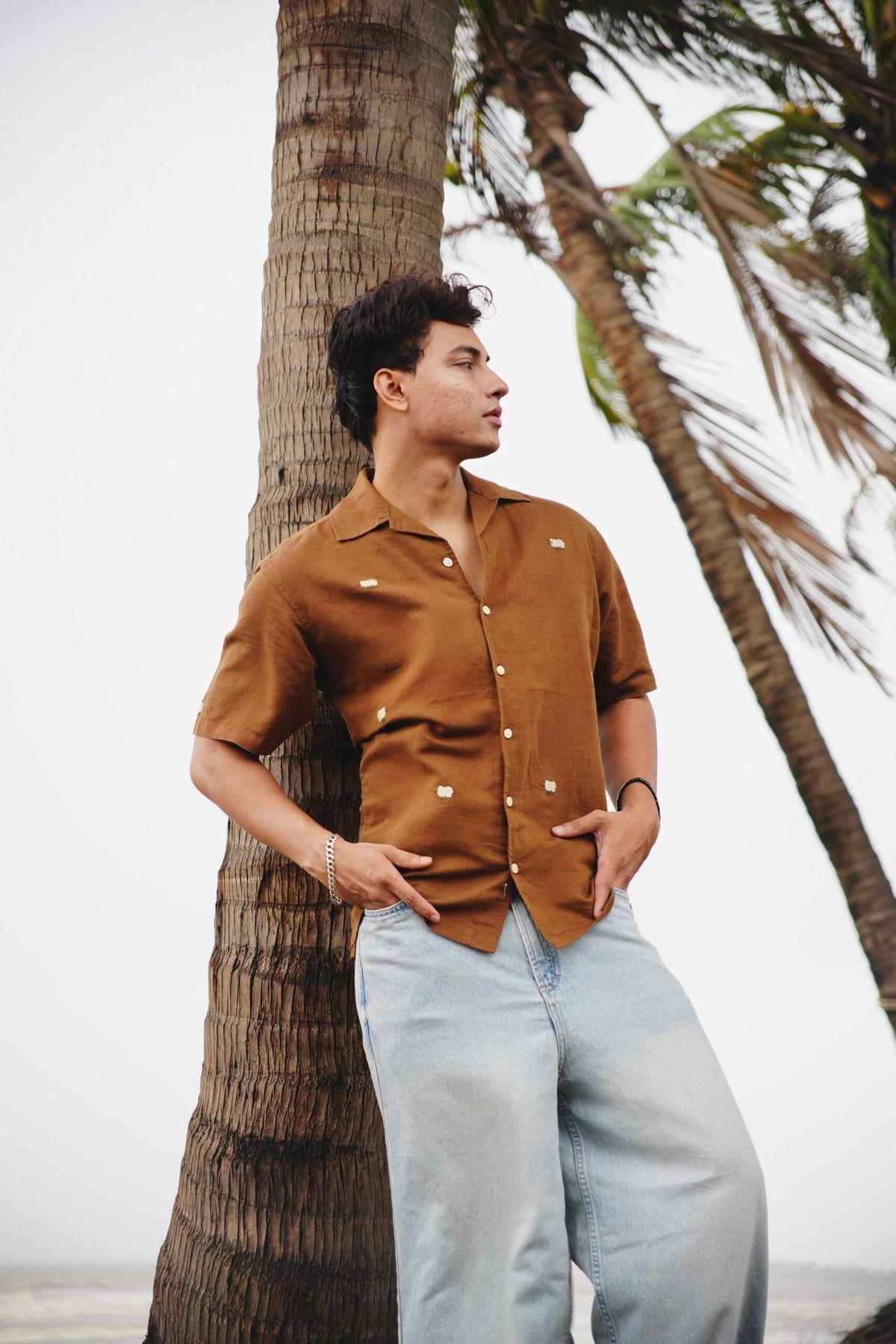 Brown H/S Shirt With Sheep Embroidery image 4