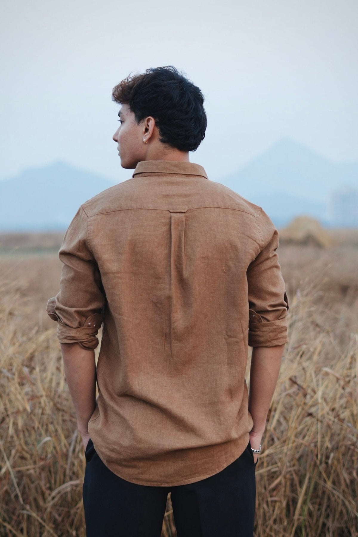 COTTON LINEN BROWN SHIRT image 1