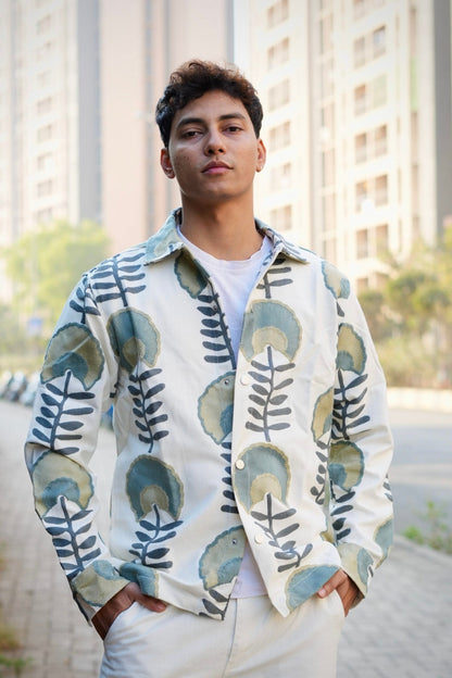 Leafline Embroidered White Oversized Shacket image 0