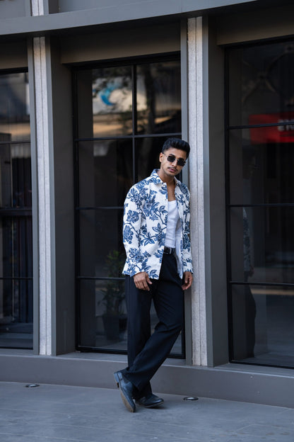 BLUE PRINTED OVERSIZED SHACKET image 2