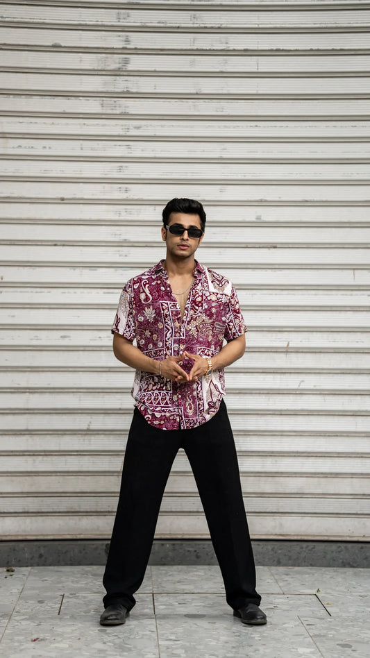 Multi Colour Abstract Printed Rayon Half Sleeves Shirt image 0