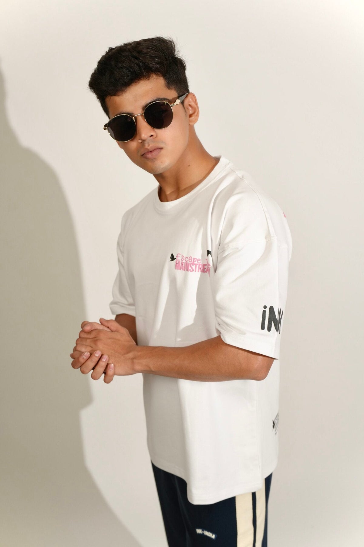 White Printed Heavy GSM Oversized T-Shirt image 5