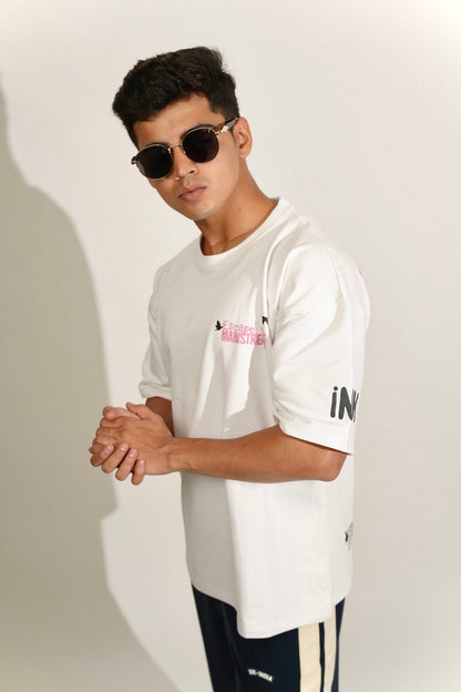 White Printed Heavy GSM Oversized T-Shirt image 5