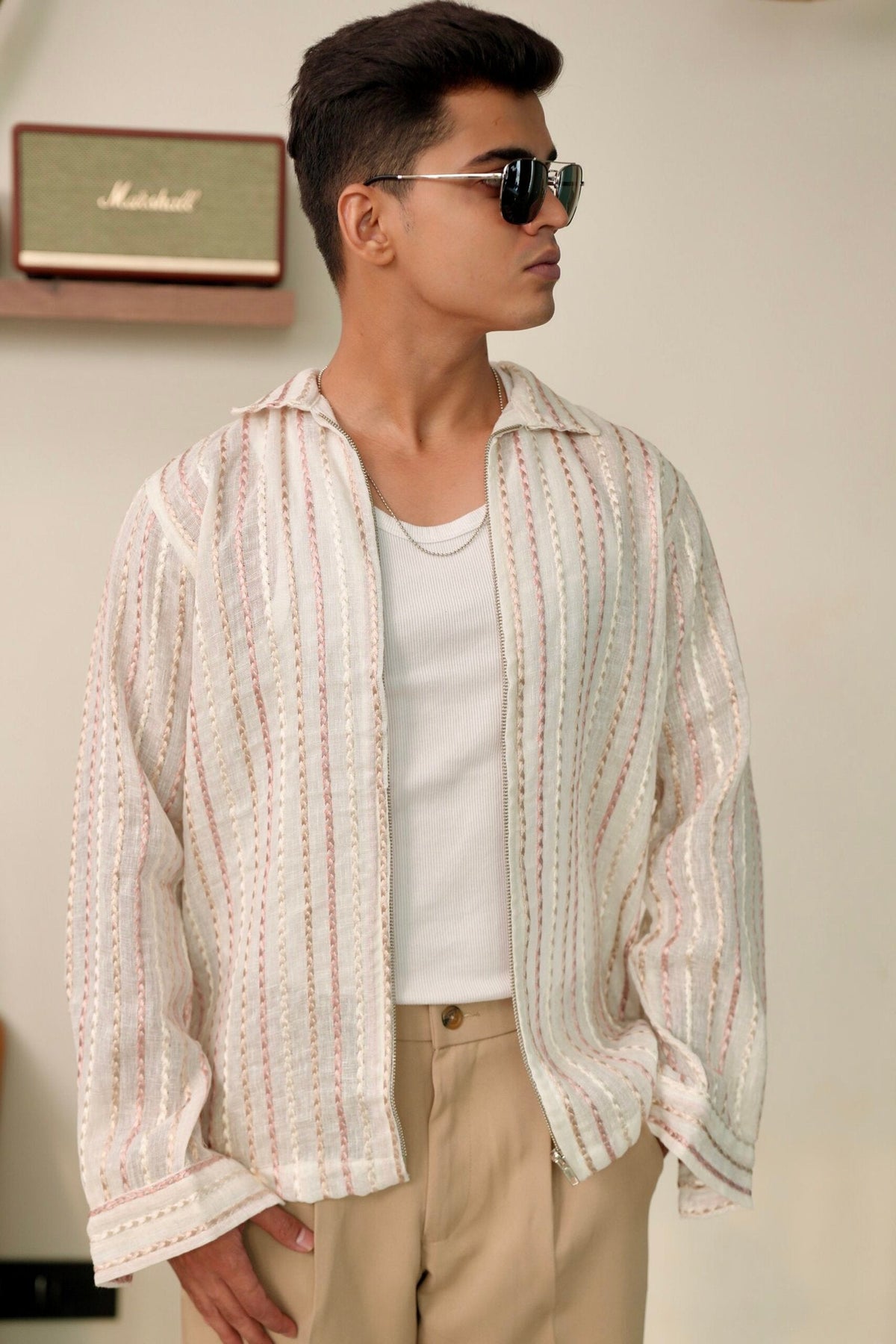 Café Cream Oversized Printed Shacket image 0