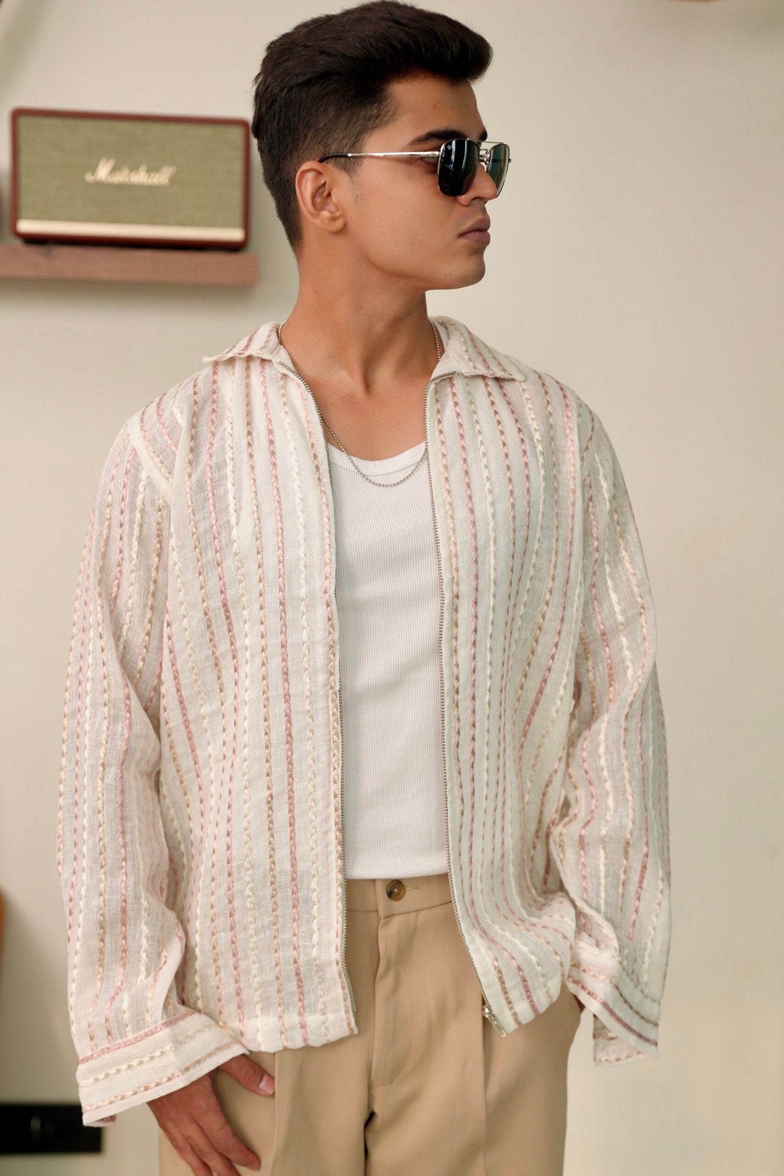 Café Cream Oversized Printed Shacket image 0