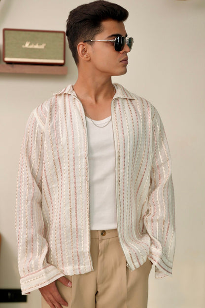 Café Cream Oversized Printed Shacket image 0