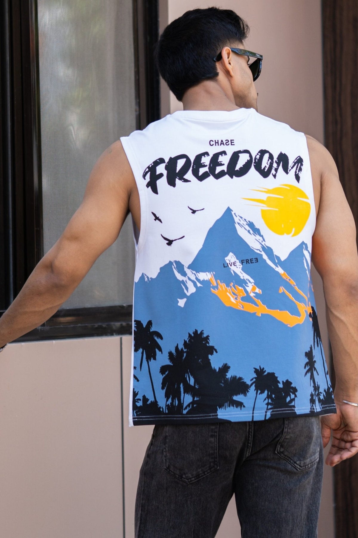 White Printed Sando In Premium Fabric image 1