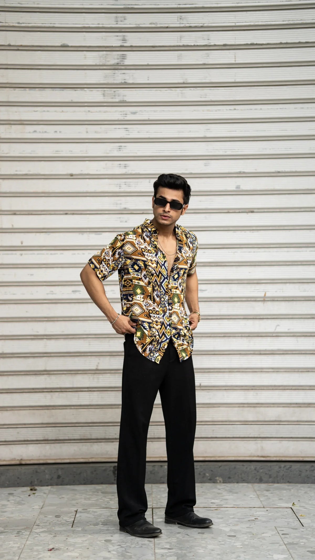 Multi Colour Abstract Printed Rayon Half Sleeves Shirt image 0