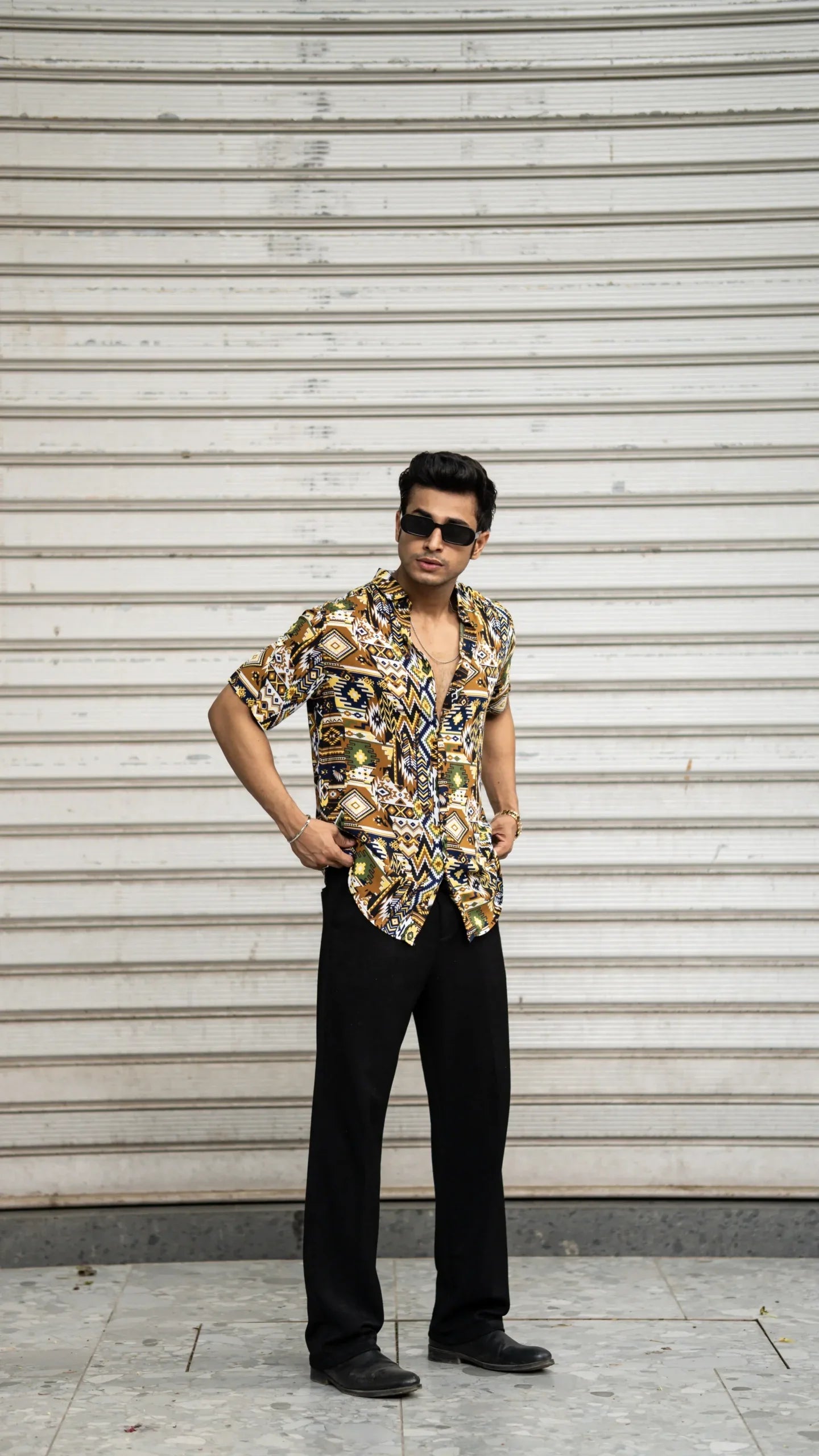 Multi Colour Abstract Printed Rayon Half Sleeves Shirt image 0