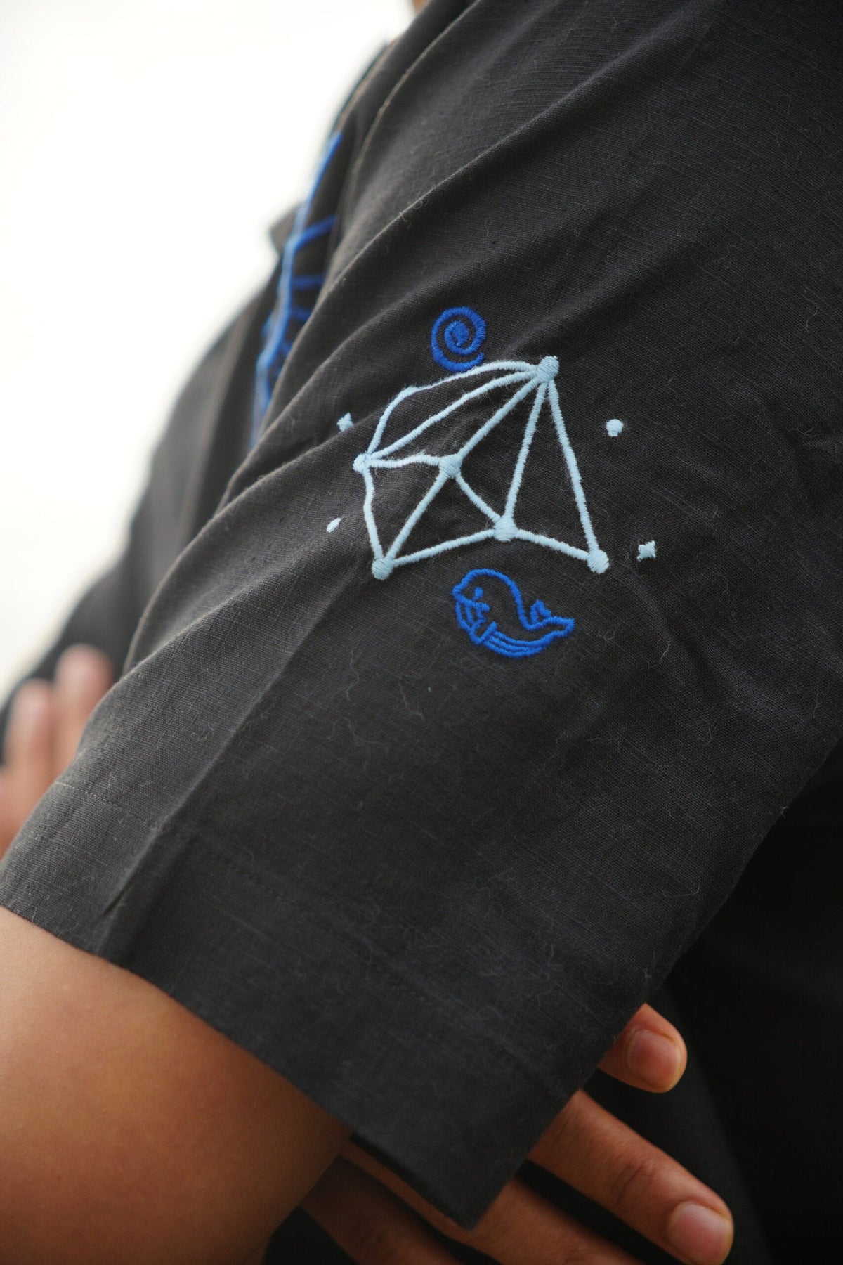Black H/S Shirt With Cosmic Embroidery image 2