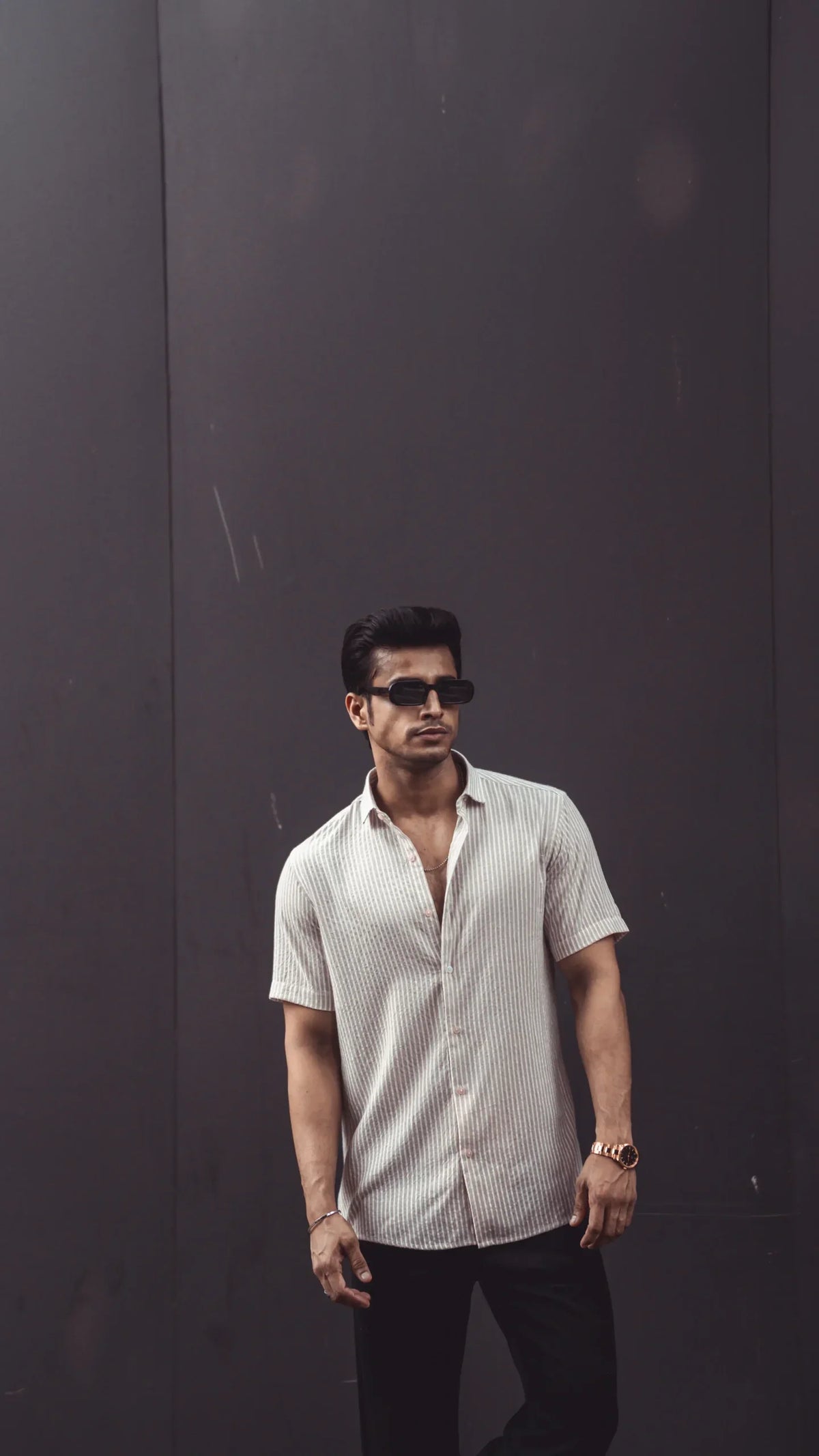 CRUSH BROWN WHITE STRIPES HALF SLEEVES SHIRT image 3