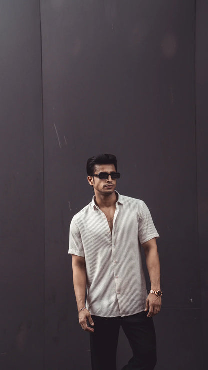 CRUSH BROWN WHITE STRIPES HALF SLEEVES SHIRT image 3