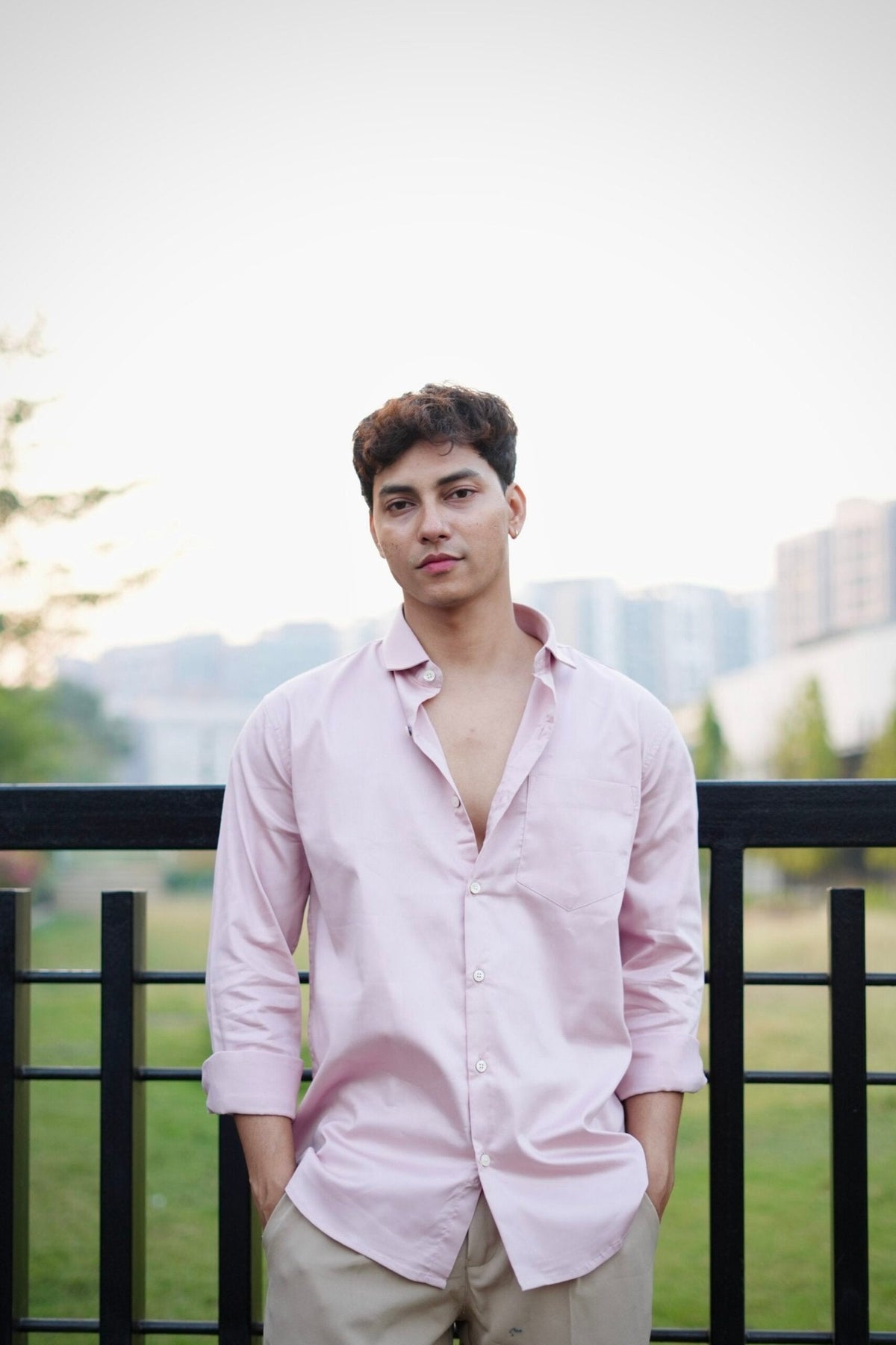 PINK SATIN SHIRT image 1