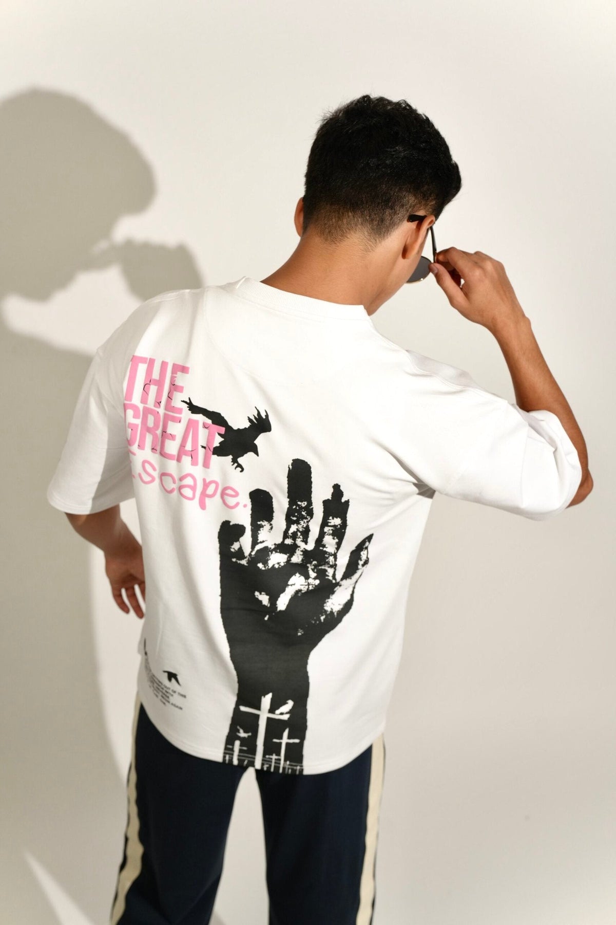 White Printed Heavy GSM Oversized T-Shirt image 0