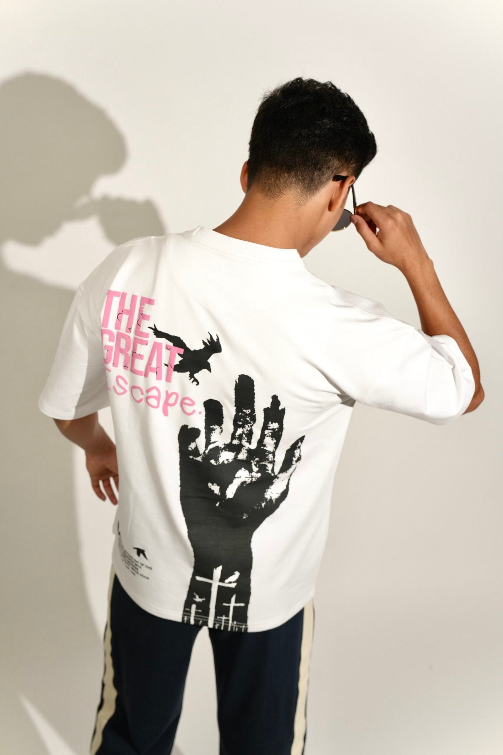 White Printed Heavy GSM Oversized T-Shirt image 0