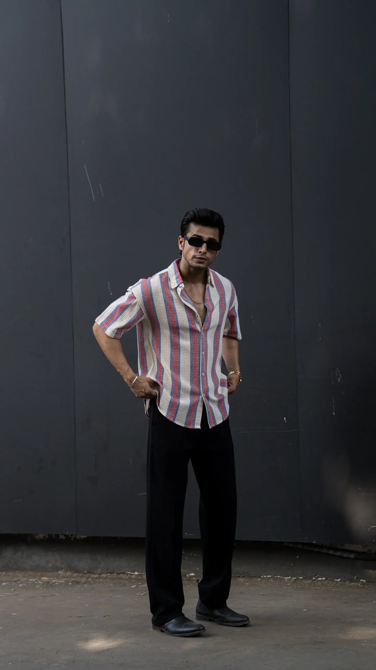 CROCHET RED WHITE STRIPES HALF SLEEVES SHIRT image 4