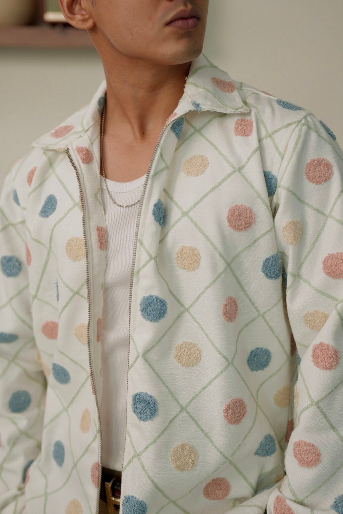 Confetti Grid Oversized Embroidered Shacket image 0
