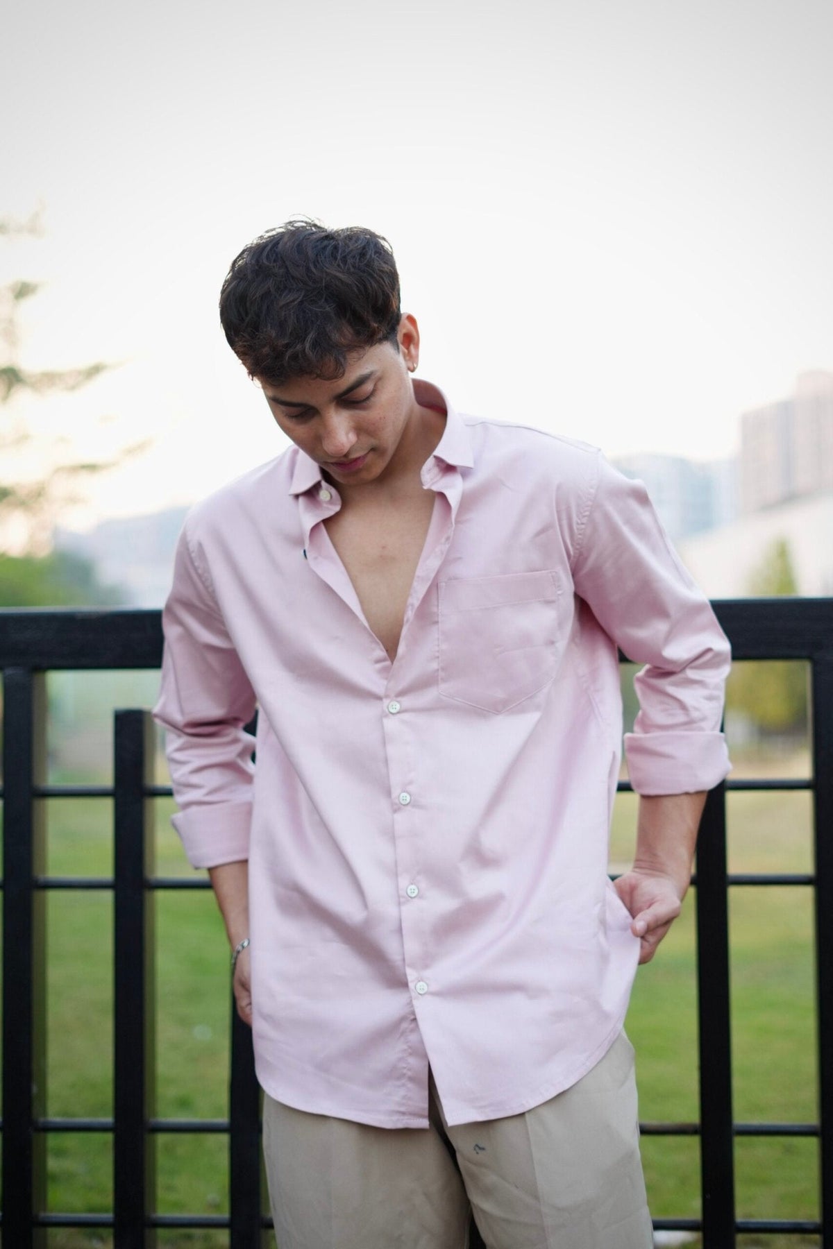 PINK SATIN SHIRT image 3