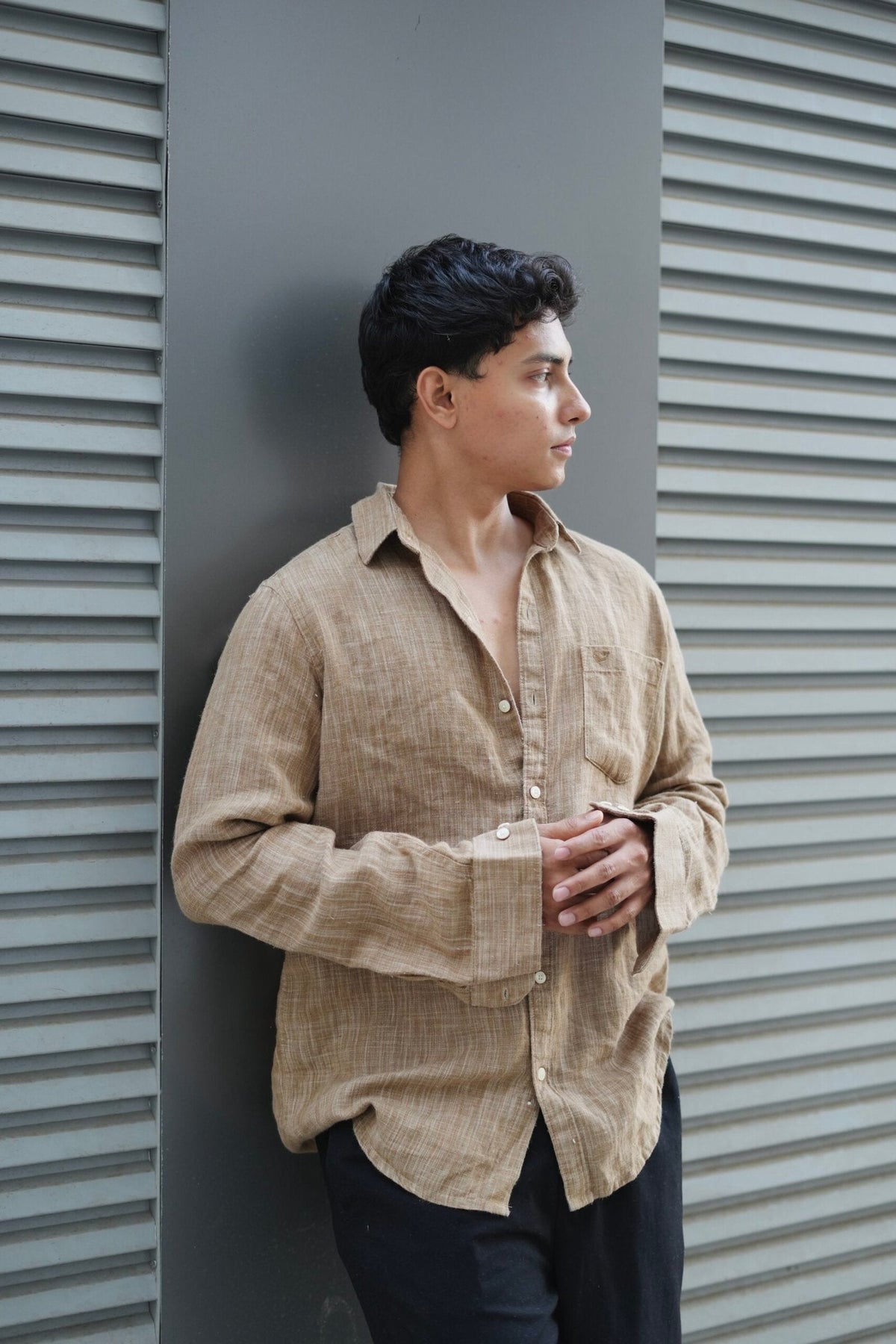 Khaki F/S Linen Shirt image 3