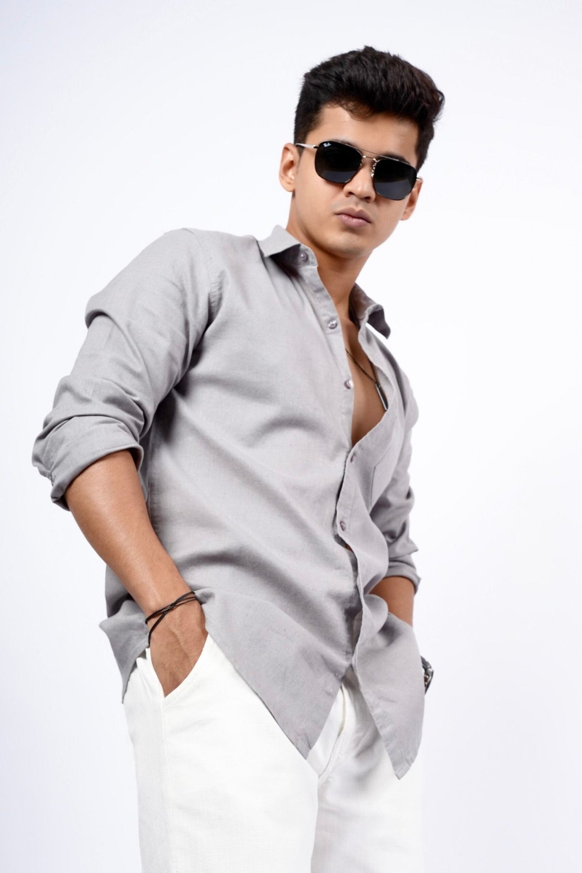 Steel Grey Cotton Linen Shirt image 0