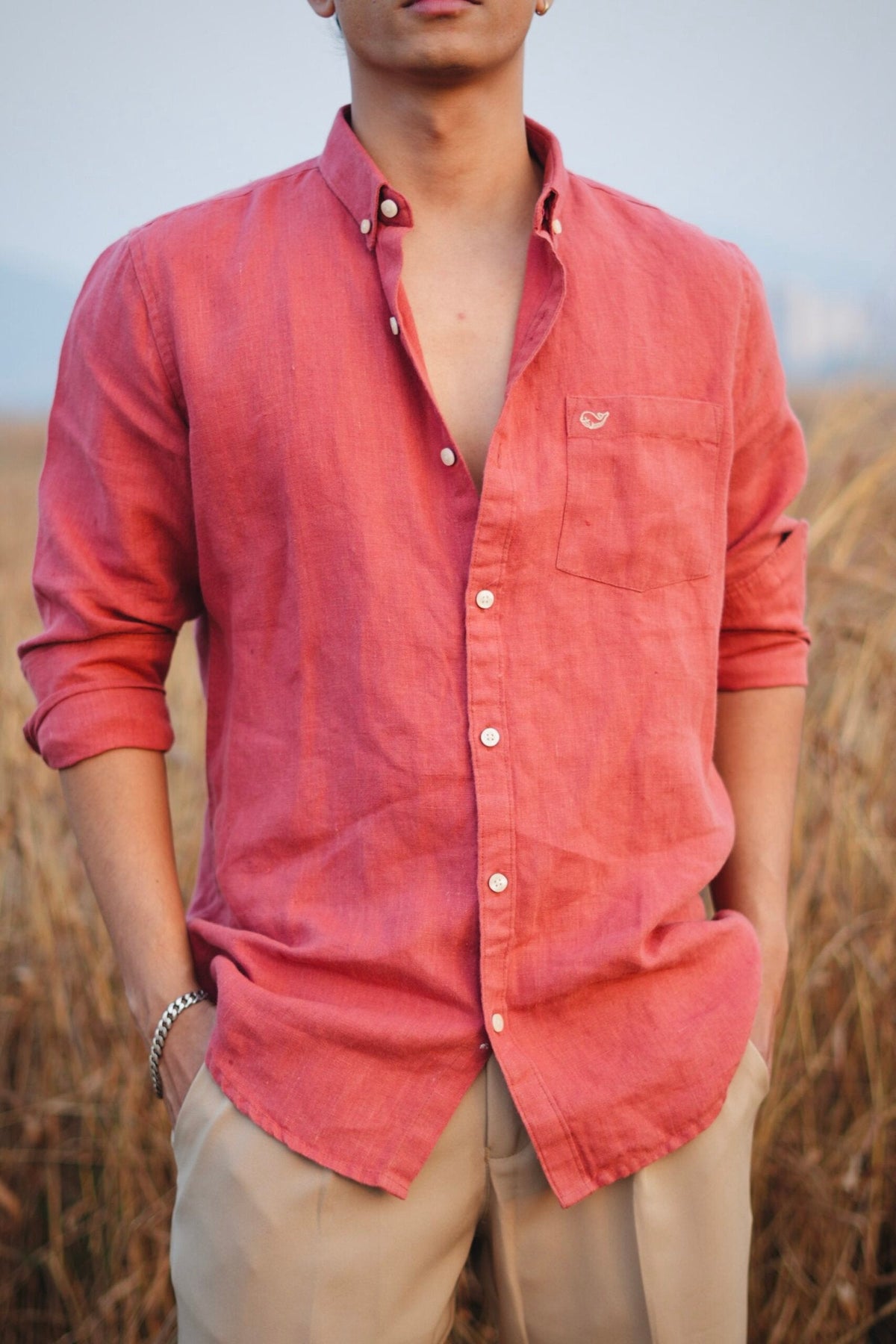 ORANGE FLAME LINEN SHIRT image 3