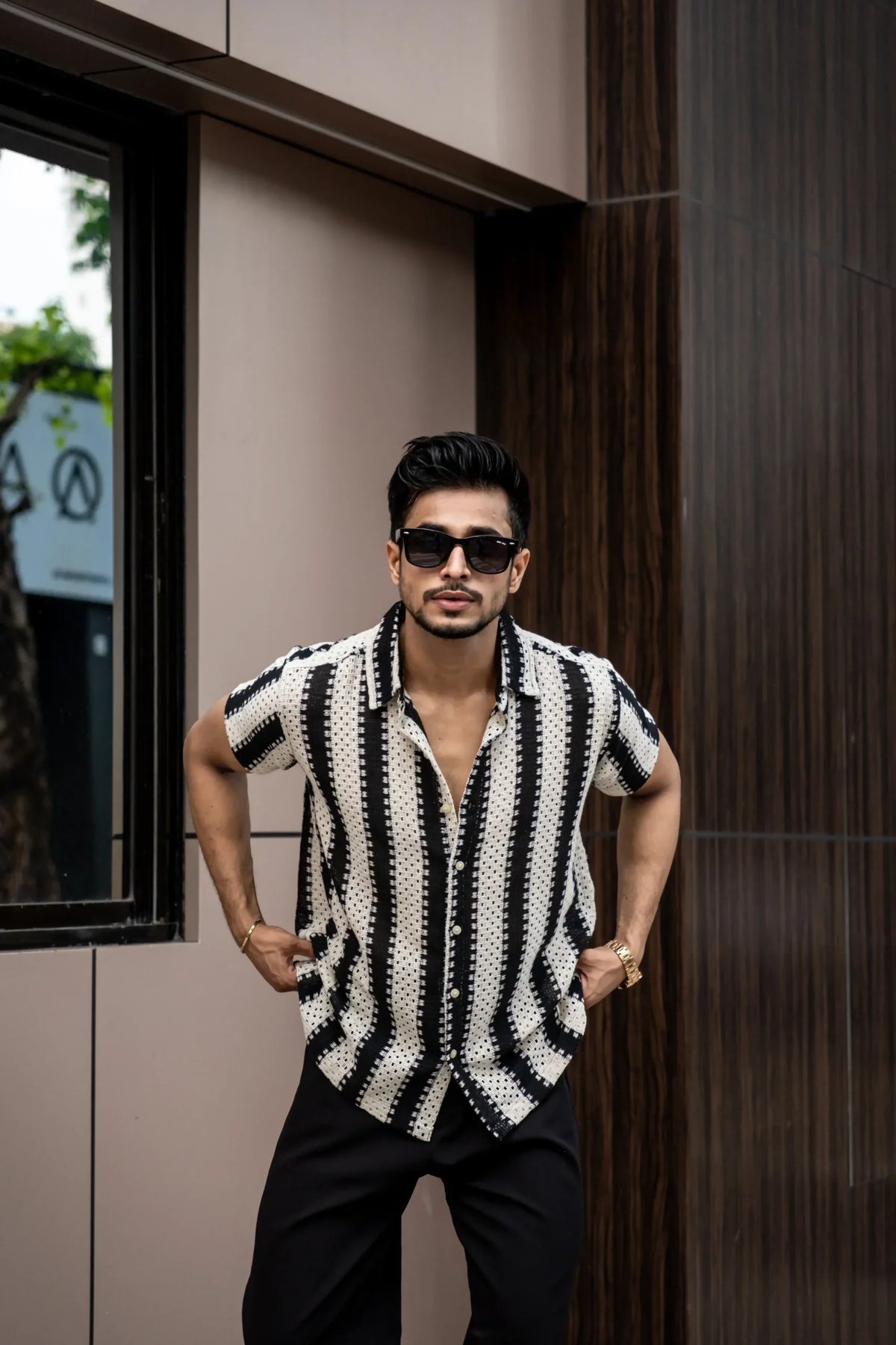 Crochet Black Half Sleeves Shirt image 3