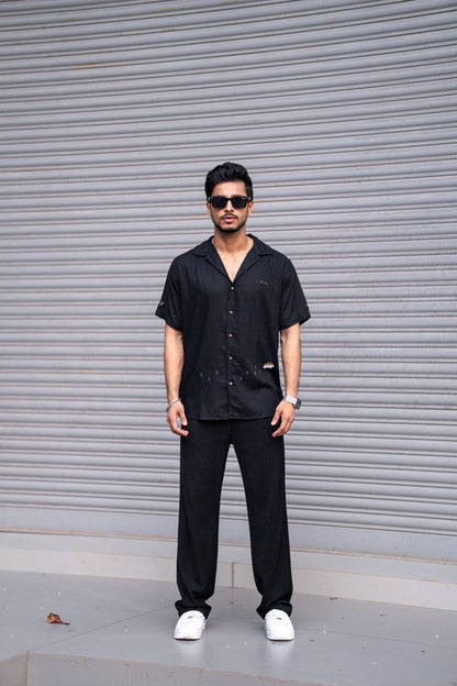 BLACK EMBRODIERY HALF SLEEVES SHIRT image 5