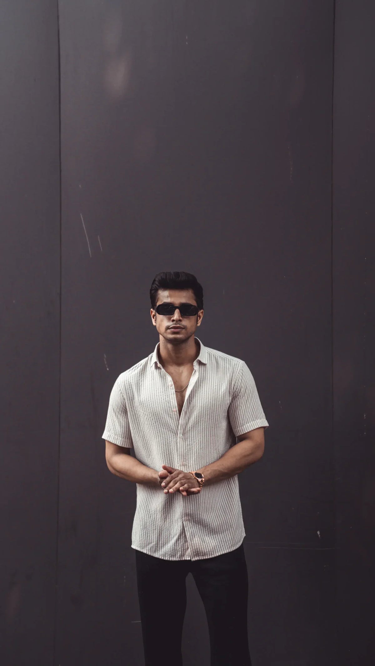 CRUSH BROWN WHITE STRIPES HALF SLEEVES SHIRT image 4