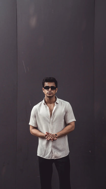CRUSH BROWN WHITE STRIPES HALF SLEEVES SHIRT image 4