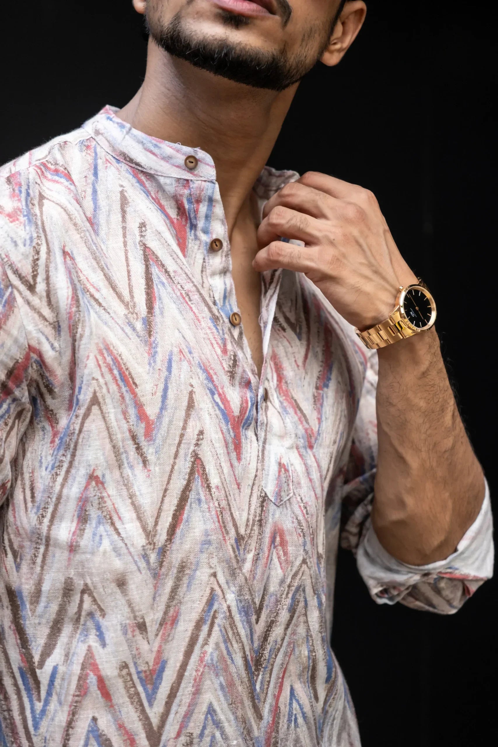 Zizag Printed Full Sleeves Kurta image 0