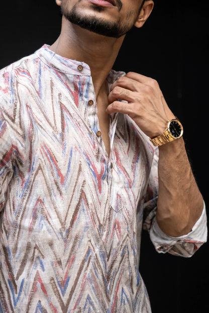 Zizag Printed Full Sleeves Kurta image 0