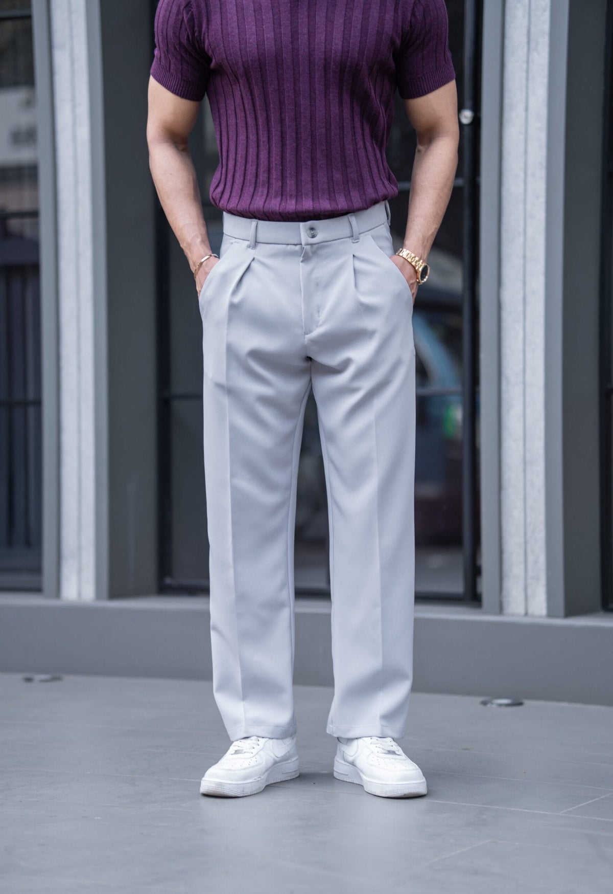LIGHT GREY KOREAN PANT image 0