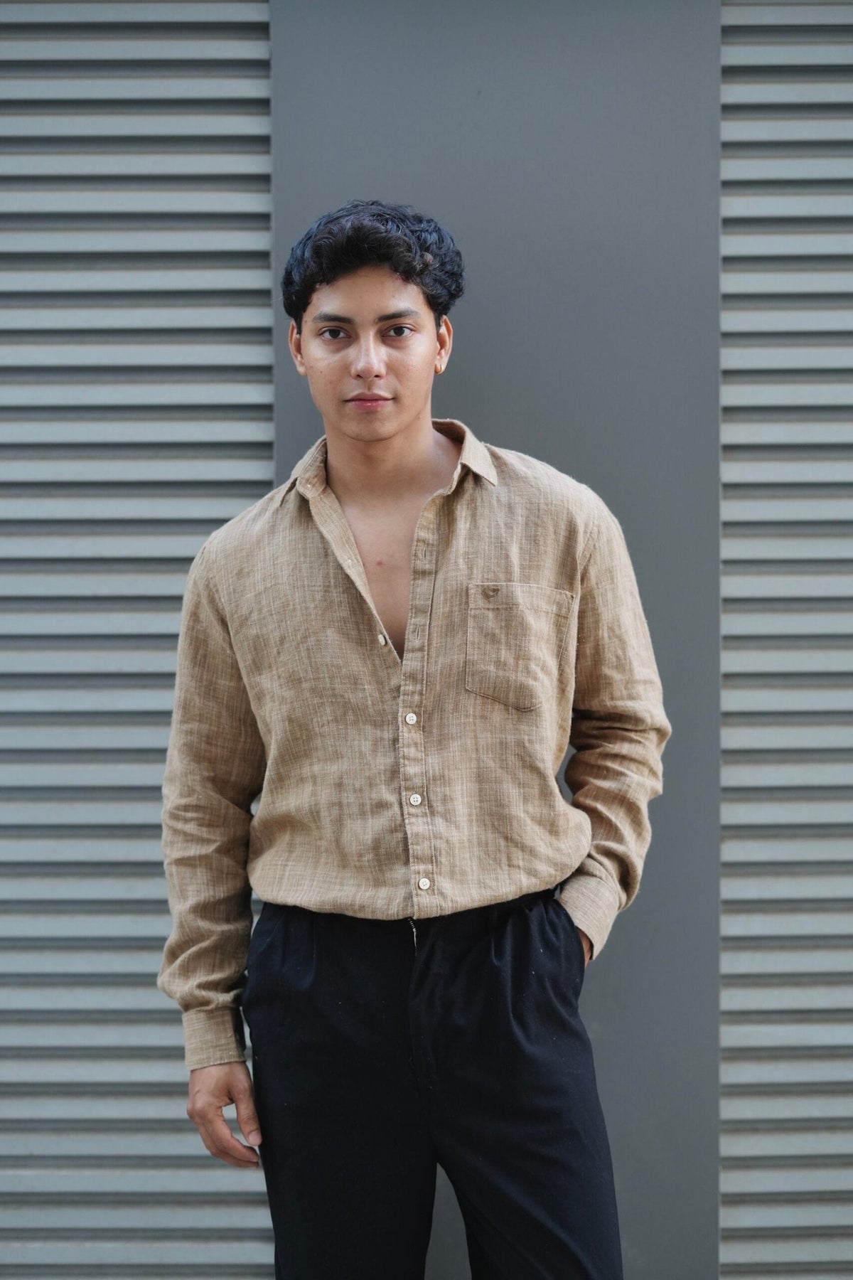 Khaki F/S Linen Shirt image 5