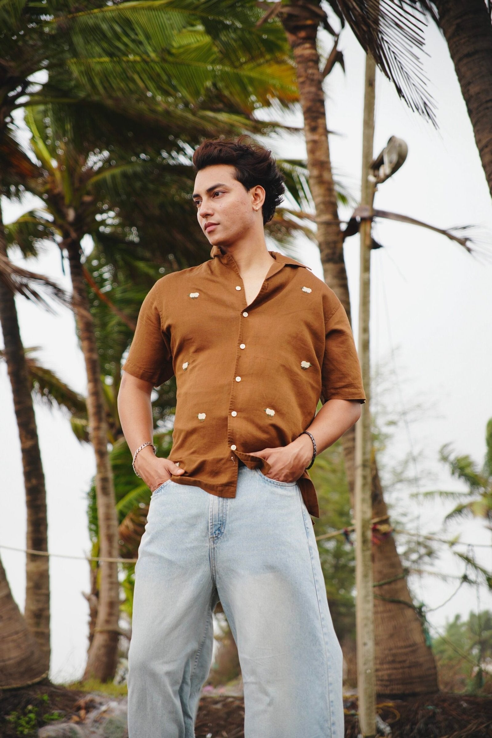 Brown H/S Shirt With Sheep Embroidery image 0