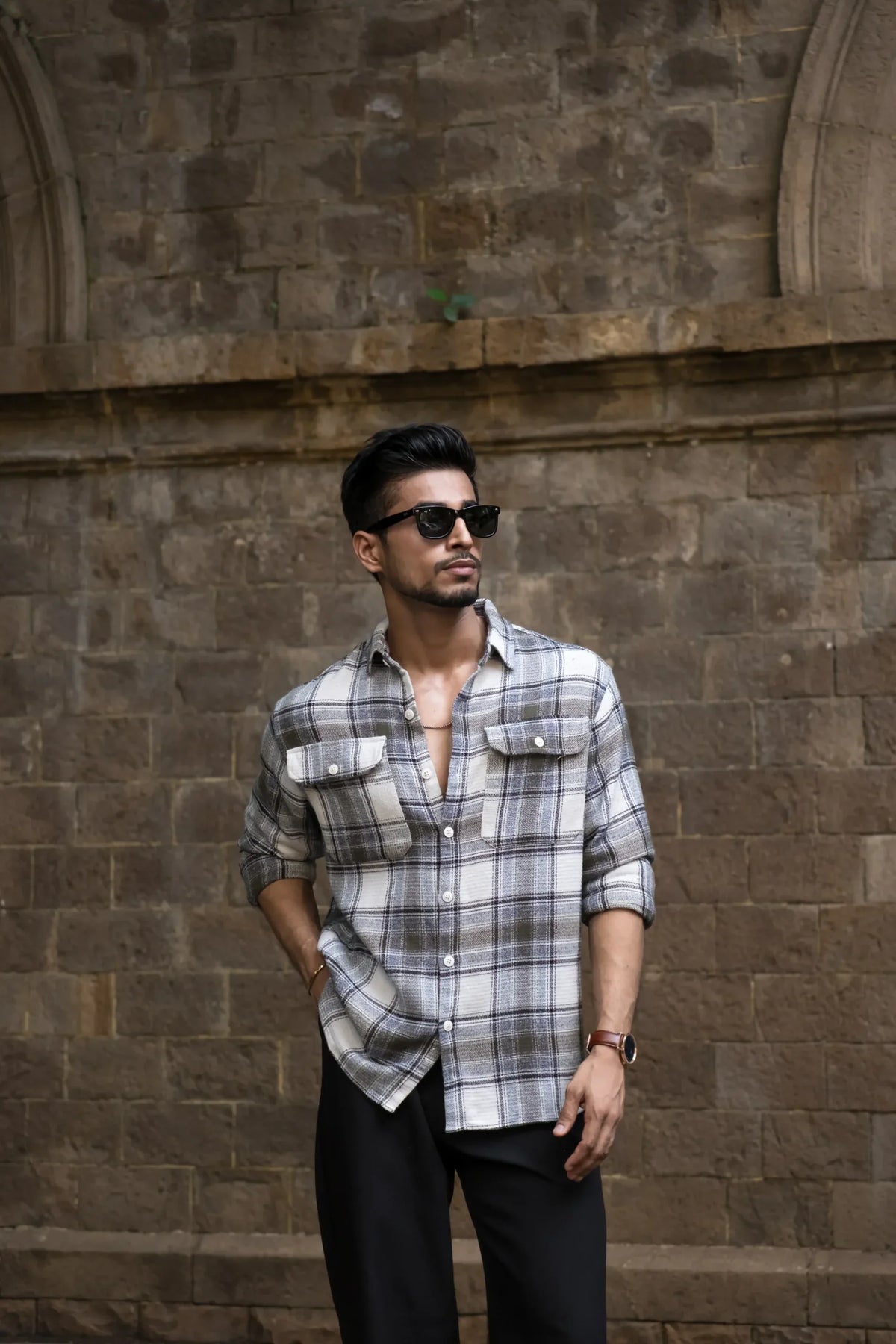 Olive Structured Cargo Full Sleeves Shirt image 3