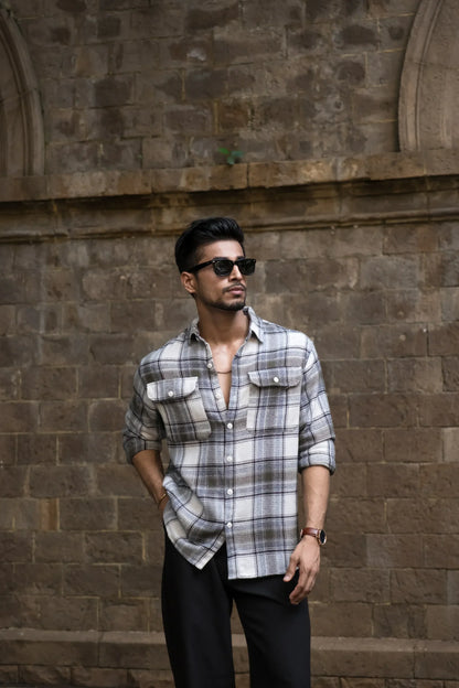 Olive Structured Cargo Full Sleeves Shirt image 3