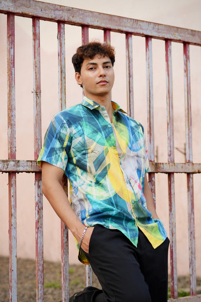 MULTI COLOUR ABSTRACT PRINT HALF SLEEVES SHIRT image 3