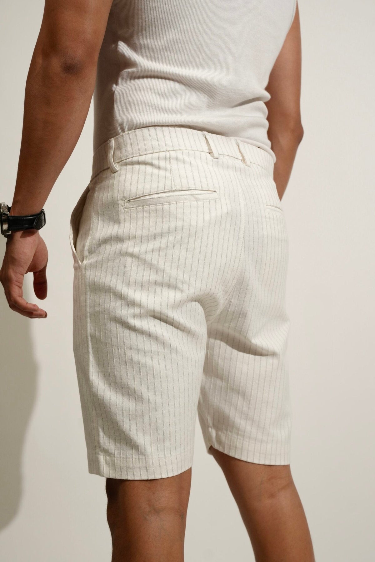 White Stripe Shorts image 1