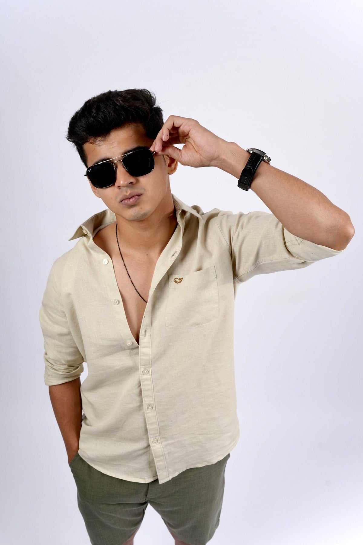 Beige Cotton Linen Shirt image 0
