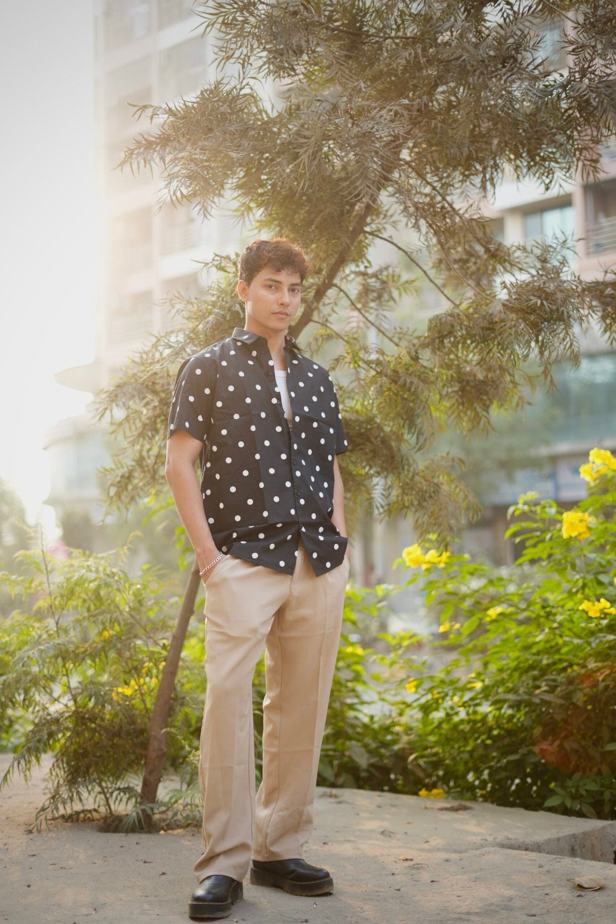 BLACK POLKA DOT HALF SLEEVES SHIRT image 2