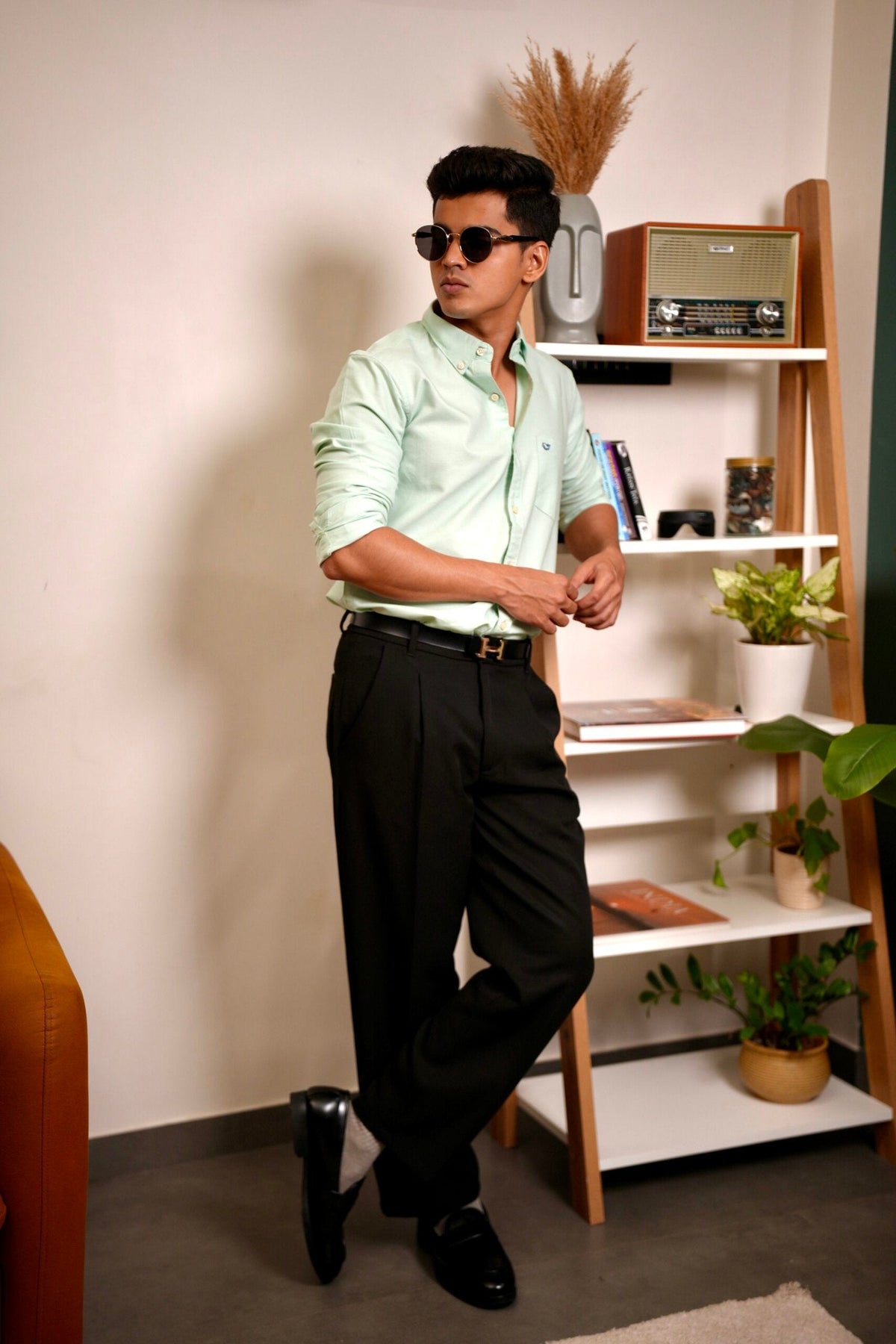 Plain Light Green Oxford Shirt image 2